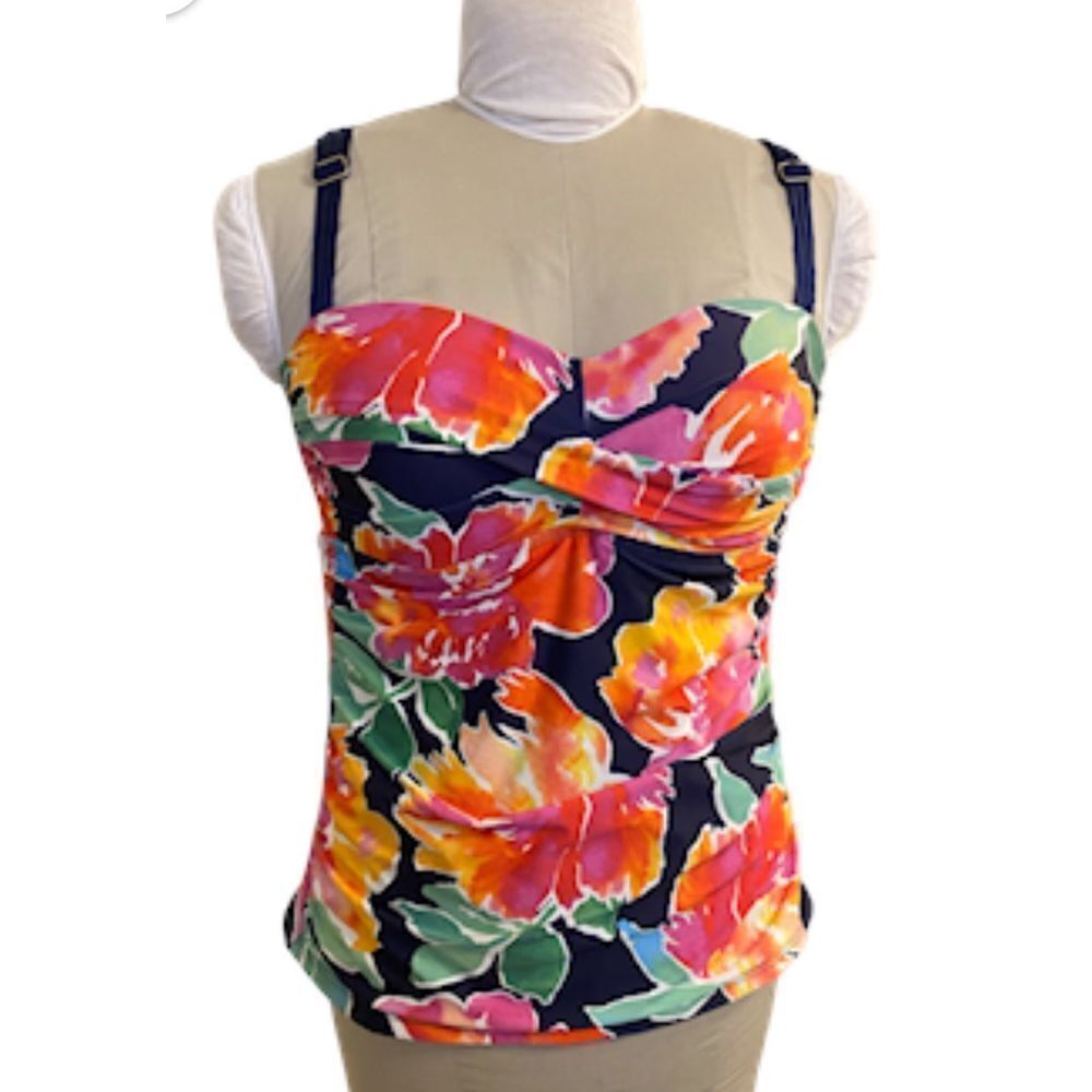 Alex Marie Swim Top Sz. 10 Adjustable Straps Bra Ruched Beach Vacation